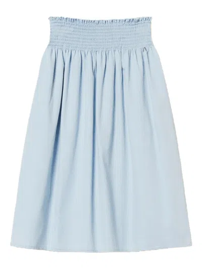 Twinset Smocked-waist Midi Skirt In Blue