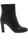 Twinset Smooth Leather Ankle Boots In Black