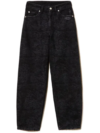 Twinset Snake-print Jeans In Black