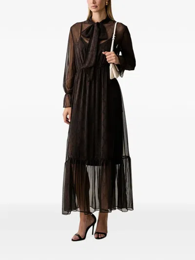 Twinset Snake-print Maxi Dress In Brown