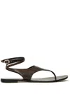 Twinset Sandales Plates Nu-pieds En Cuir In Brown