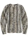 Twinset Snakeskin-print Chiffon-crepe Blouse In Grey