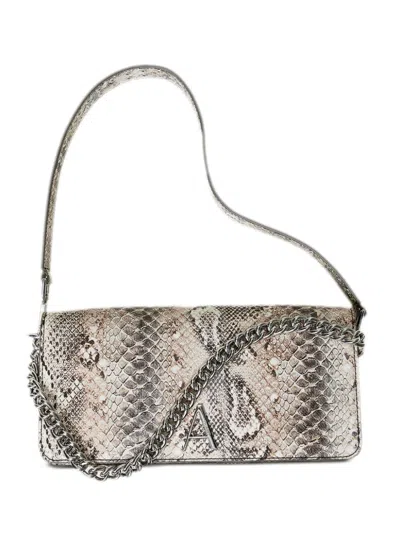 Twinset Snakeskin-print Crossbody Bag In Neutrals