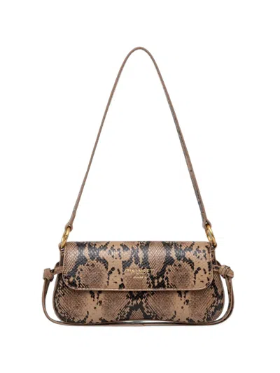Twinset Snakeskin-effect Shoulder Bag In Brown
