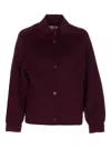 Twinset Snap-button Crew-neck Jacket In Purple