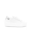 Twinset Platform Leather Sneakers In White/silver