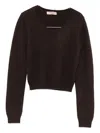 Twinset Soft Knit Sweater With Round Neckline In Brown