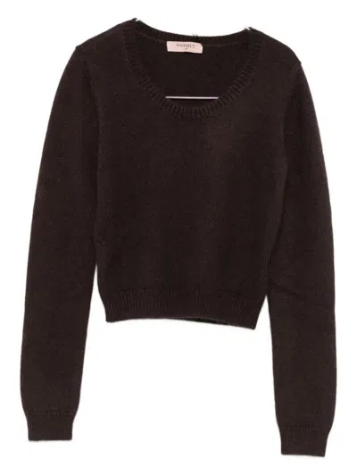 TWINSET SOFT KNIT SWEATER WITH ROUND NECKLINE