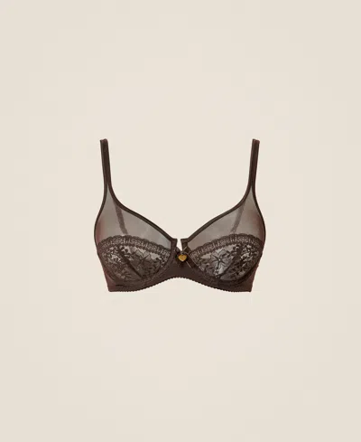 Twinset Soutien-gorge À Armatures En Dentelle Et Tulle In Brown
