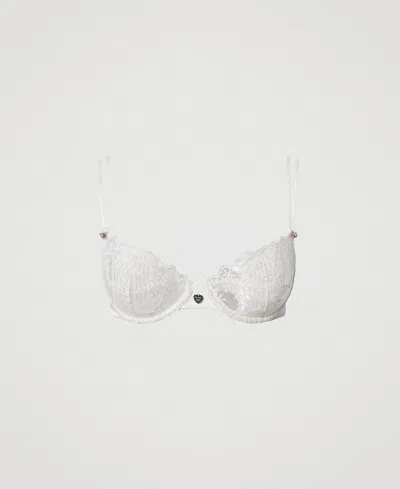 Twinset Soutien-gorge À Armatures En Tulle Brodé In White