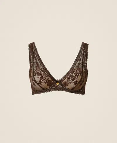 Twinset Soutien-gorge Brassière En Dentelle In Brown