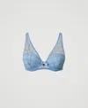 Twinset Soutien-gorge Brassière En Tulle Avec Oval T In Blue