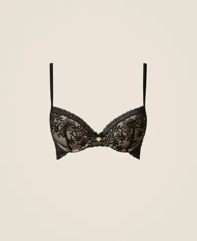Twinset Soutien-gorge Push-up En Dentelle In Black