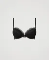 Twinset Soutien-gorge Push-up En Tulle Avec Oval T In Black