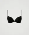 Twinset Soutien-gorge Push-up En Tulle Brodé In Black
