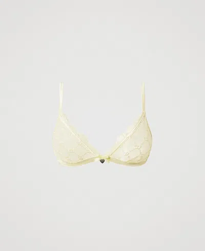 Twinset Soutien-gorge Triangle En Tulle Avec Oval T In Yellow