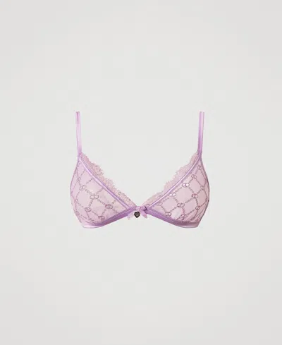 Twinset Soutien-gorge Triangle En Tulle Avec Oval T In Purple