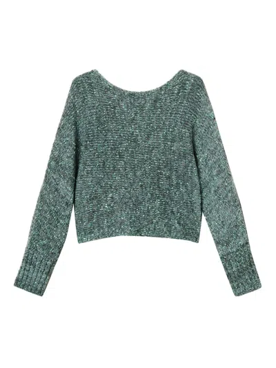 Twinset Speckled Boat-neck Sweater In Green