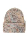 Twinset Speckled Ribbed Beanie In Neutral