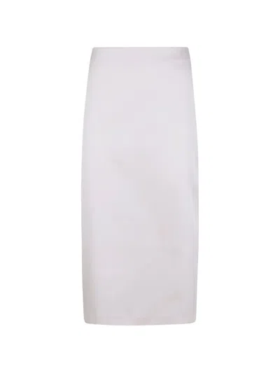 Twinset Logo Plaque Zipped Skirt In White