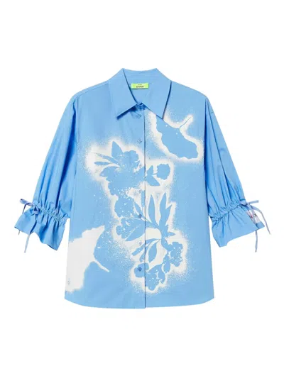 Twinset Spray-paint Effect Shirt In Blue