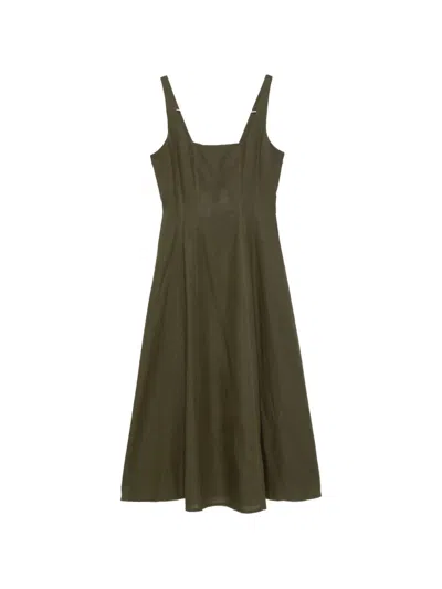 Twinset Square-neck Midi Dress In Green