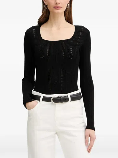 Twinset Square-neck Sweater In Black