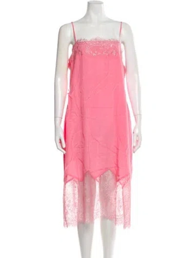 Pre-owned Twinset Square Neckline Knee-length Dress In Pink