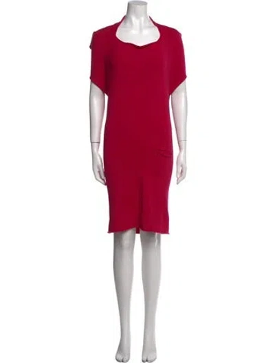 Pre-owned Twinset Square Neckline Knee-length Dress W/ Tags In Red