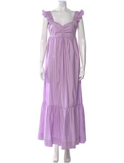 Pre-owned Twinset Square Neckline Long Dress In Purple