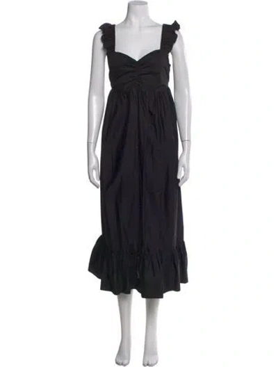 Pre-owned Twinset Square Neckline Midi Length Dress In Black