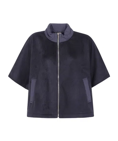 Twinset Stand-collar Zip-up Casual Jacket In Blue