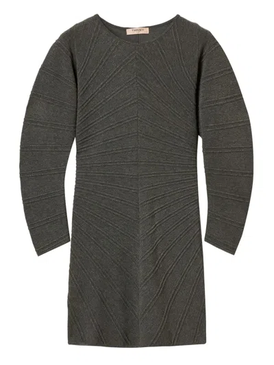 Twinset Stitch-pattern Knit Dress In Gray