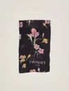 Twinset Black Scarf With Floral Print In Nero-fiori