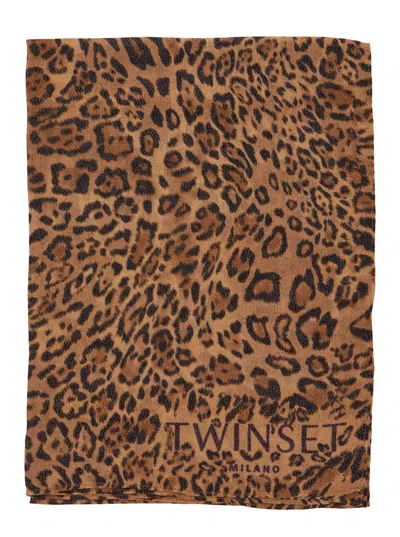 Twinset Stola St. Animalier In Brown