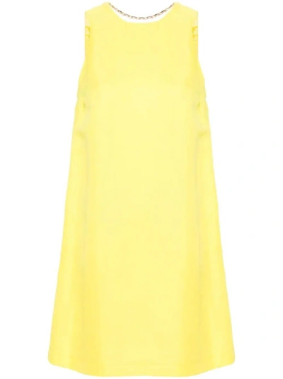 Twinset Straight Short Dress In Yellow