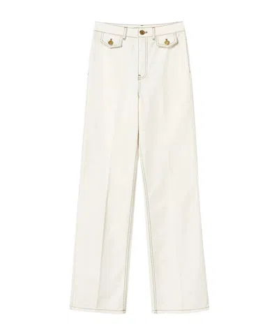 Twinset Straight-leg Bull Denim Trousers In Neutral