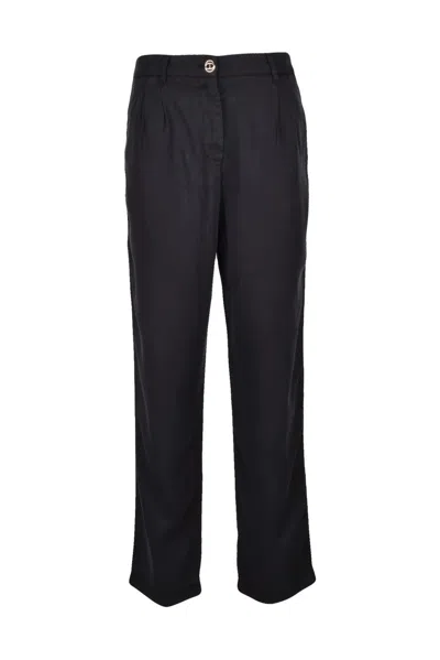 Twinset Straight-leg Chino Pants With Cinched Waist In Black