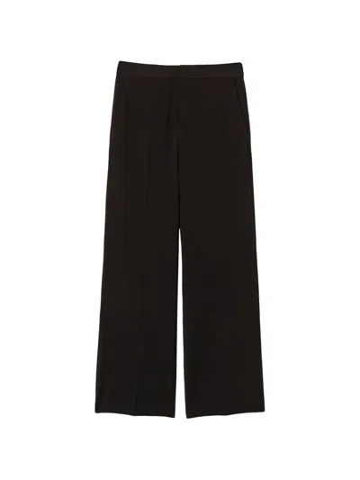 Twinset Straight-leg Crêpe Trousers In Black
