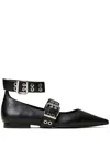 Twinset Strap-detail Ballet Flats In Black