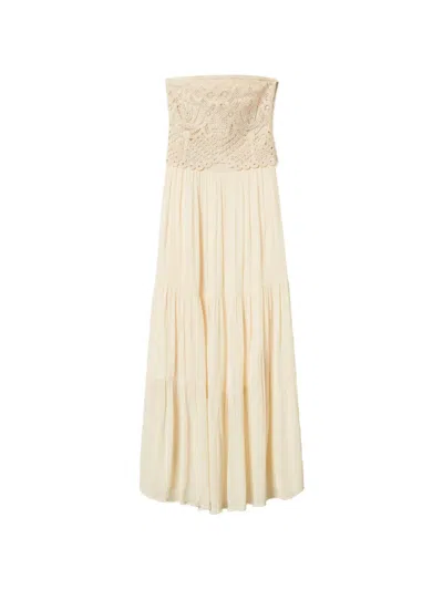 Twinset Strapless Maxi Dress In Neutral