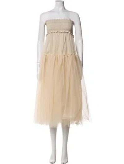 Pre-owned Twinset Strapless Midi Length Dress In Neutrals