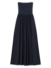 Twinset Strapless Pleated Maxi Dress In 11956_classic Blue