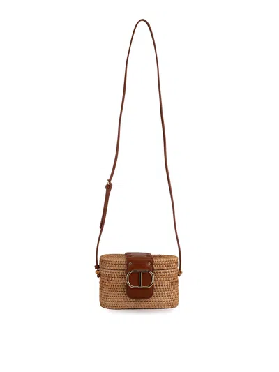 Twinset Straw Shoulder Bag With Oval-t