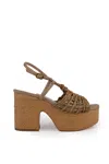 Twinset Straw Wedge Shoes In Naturale