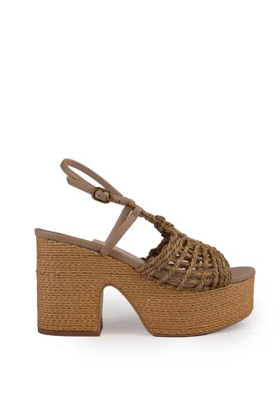 Twinset Straw Wedge Shoes In Naturale
