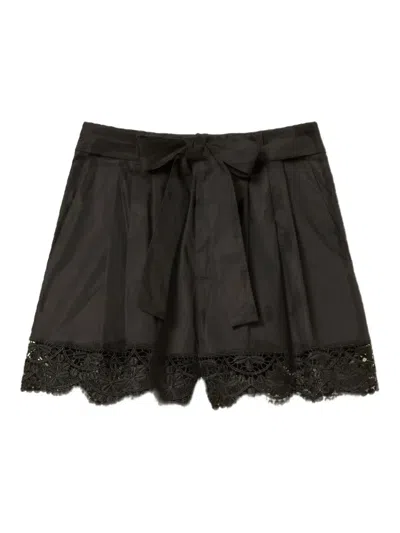 Twinset Stretch-cotton Shorts In Black