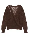 Twinset V-neck Knitted Sweater In Brown