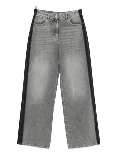 Twinset Stripe-detail Jeans In Gray