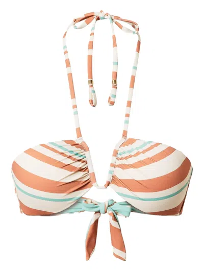 Twinset Striped Bikini Top In White